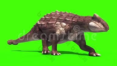 恐龙甲龙向下行走三维动画绿幕侏罗纪公园